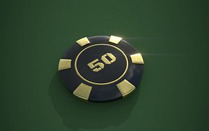 Golden Poker Chip 3D