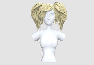 Thick Pigtails Hairstyle 3D model