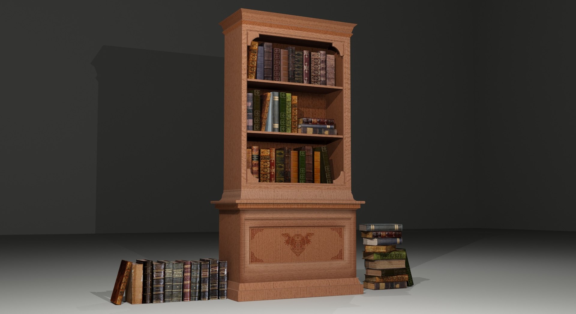 3D bookcase books model https://p.turbosquid.com/ts-thumb/tZ/6I71FN/8GdnBuao/bookcaserender2/jpg/1584218020/1920x1080/fit_q87/eb207eb29e61d475c0f999be929ec1ea225381c0/bookcaserender2.jpg