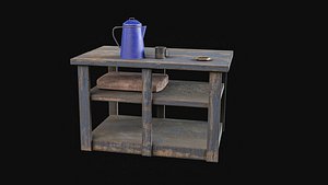 3D Old Western Table Game Ready model