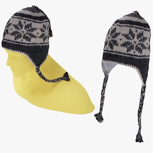 Woolen woven hat or knit cap with snowflake pattern