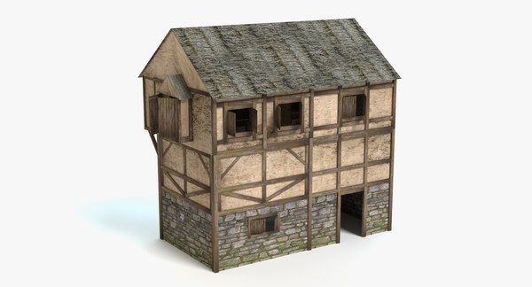 3d model set medieval houses