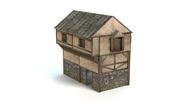 3d model set medieval houses