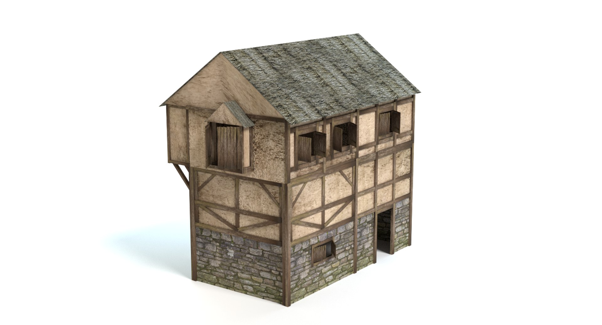 3d model set medieval houses