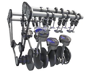 Animated V6 Engine Cylinders Crankshaft