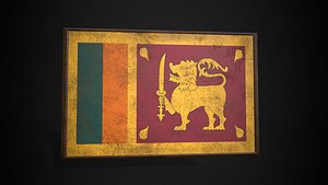 3D Old Picture Frame With Sri Lanka  Flag - Game Ready PBR Low-poly 3D Model