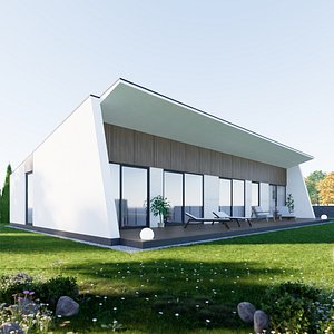 3D model House 6 - Created with fully parametric Revit Families