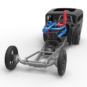 Diecast Front engine old school dragster with shell Version 4 Scale 1 to 25 3D model