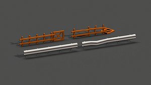 road barrier wooden fence 3D