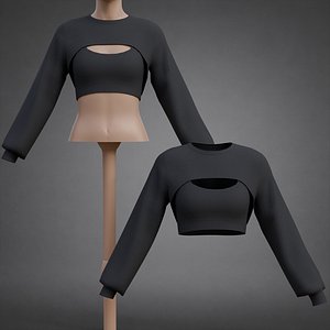 Cropped Sweatshirt and Cami Top - Two Piece Female Sweater