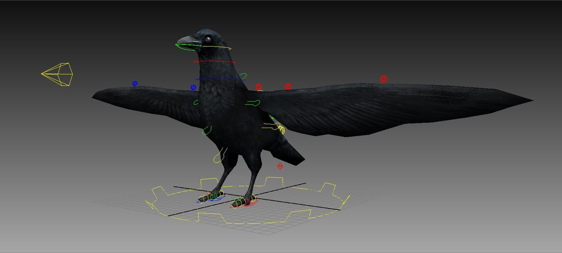 3d Crow Rigged Animations Model