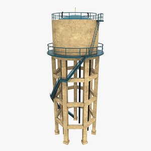 Water Storage Tower Tank - Game Ready Asset 3D model