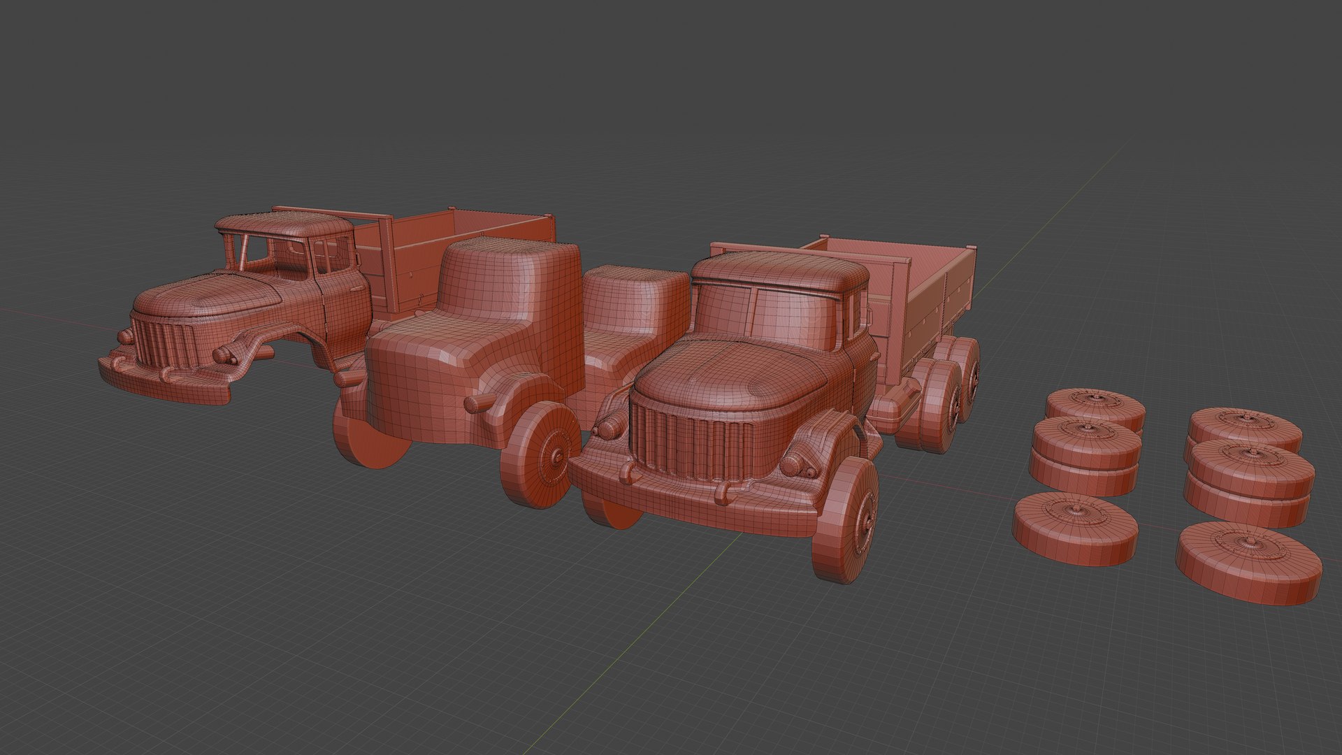 3D Soveit Cat ZIL 131 Modular 3D Printable Car Model With Integrated