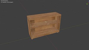 3D model Old Wooden Bookshelf 3D Model