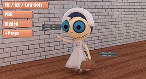 3D cute zombie wooden doll