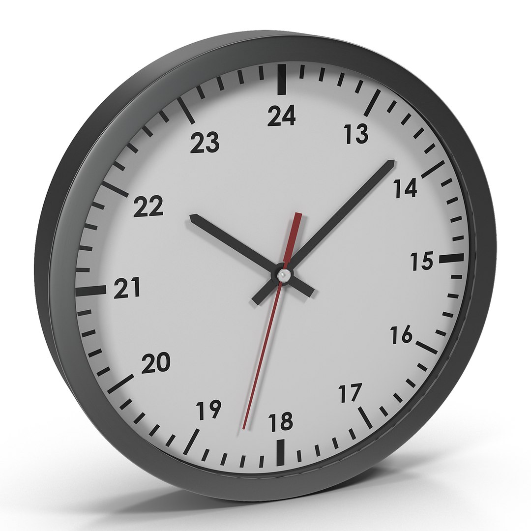 Office Clock White 3D Model 3D model preview