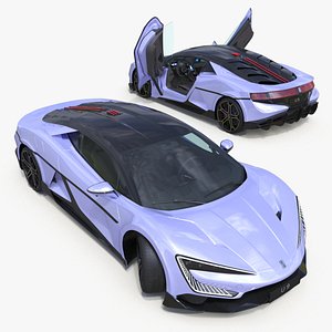 3D BYD Yangwang U9 Violet Supercar Rigged