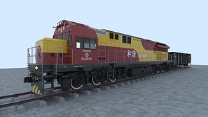 Chinese HXN5B Harmony Locomotive C70 Freight Wagon 3D model