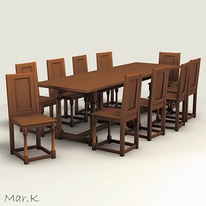 3d dining table chairs model