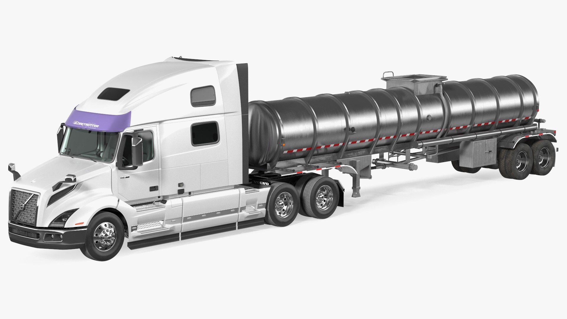 Volvo Truck with Tanker Trailer Rigged 3D model preview