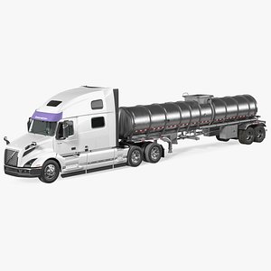 Volvo Truck with Tanker Trailer Rigged 3D model