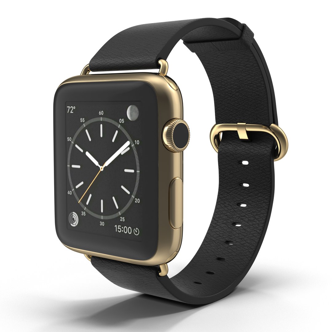 Apple Watch Classic Buckle Black Leather 2 3D model preview