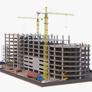 Construction Site Building Scene 3D model