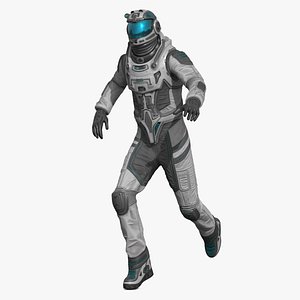 Running Futuristic Astronaut with Visor 3D model