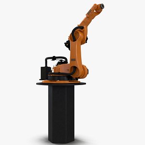 Industrial Robot Arm Kuka KR 60-4 on Stand Rigged 3D