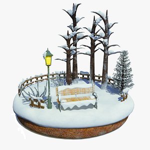 3D model snowscape christmas t