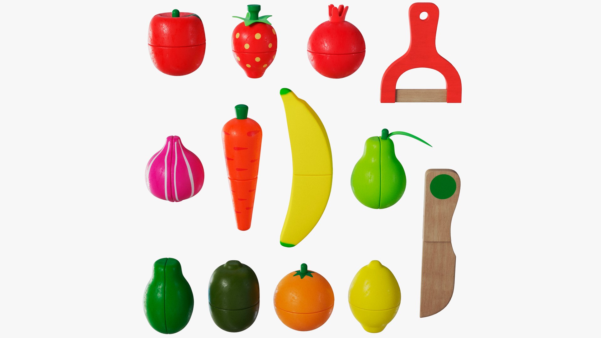 3D Model Wooden Toys Fruits And Vegetables TurboSquid 1974941