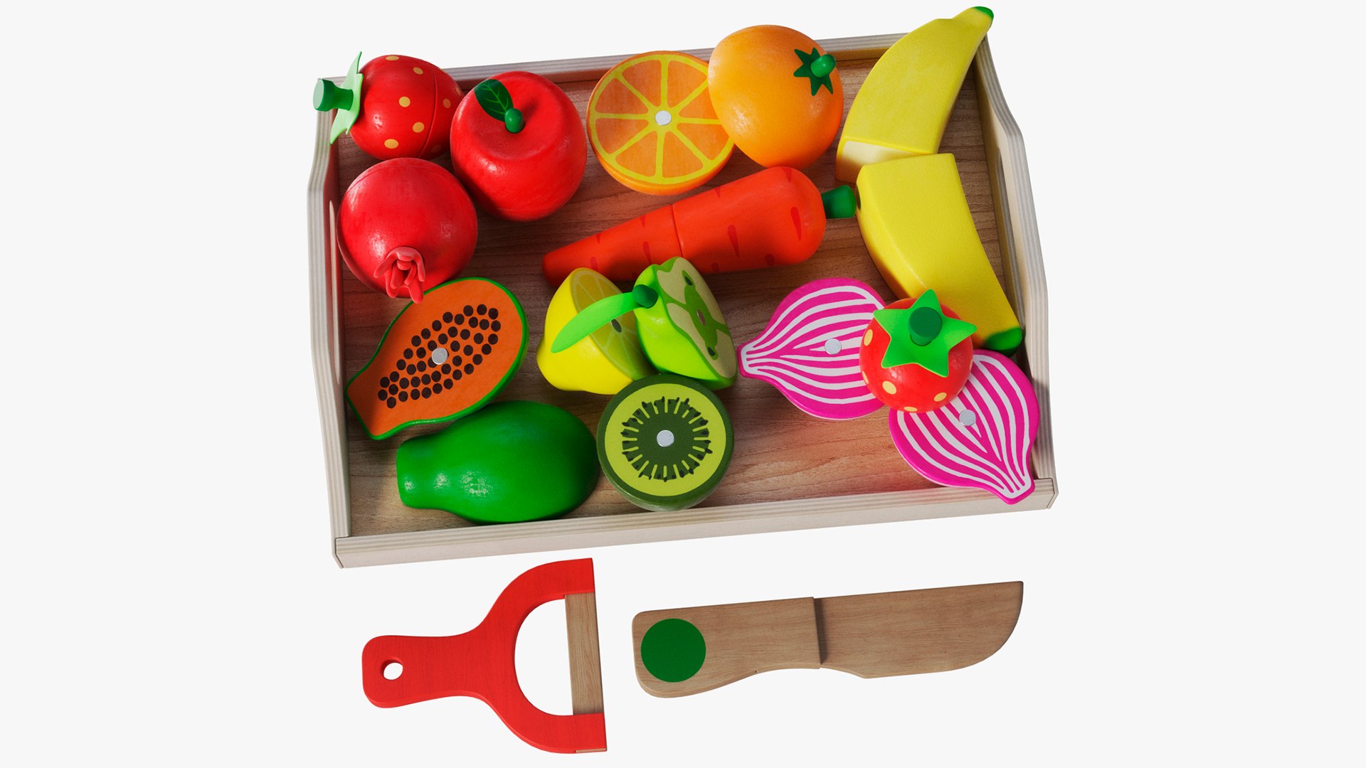 3D Model Wooden Toys Fruits And Vegetables TurboSquid 1974941