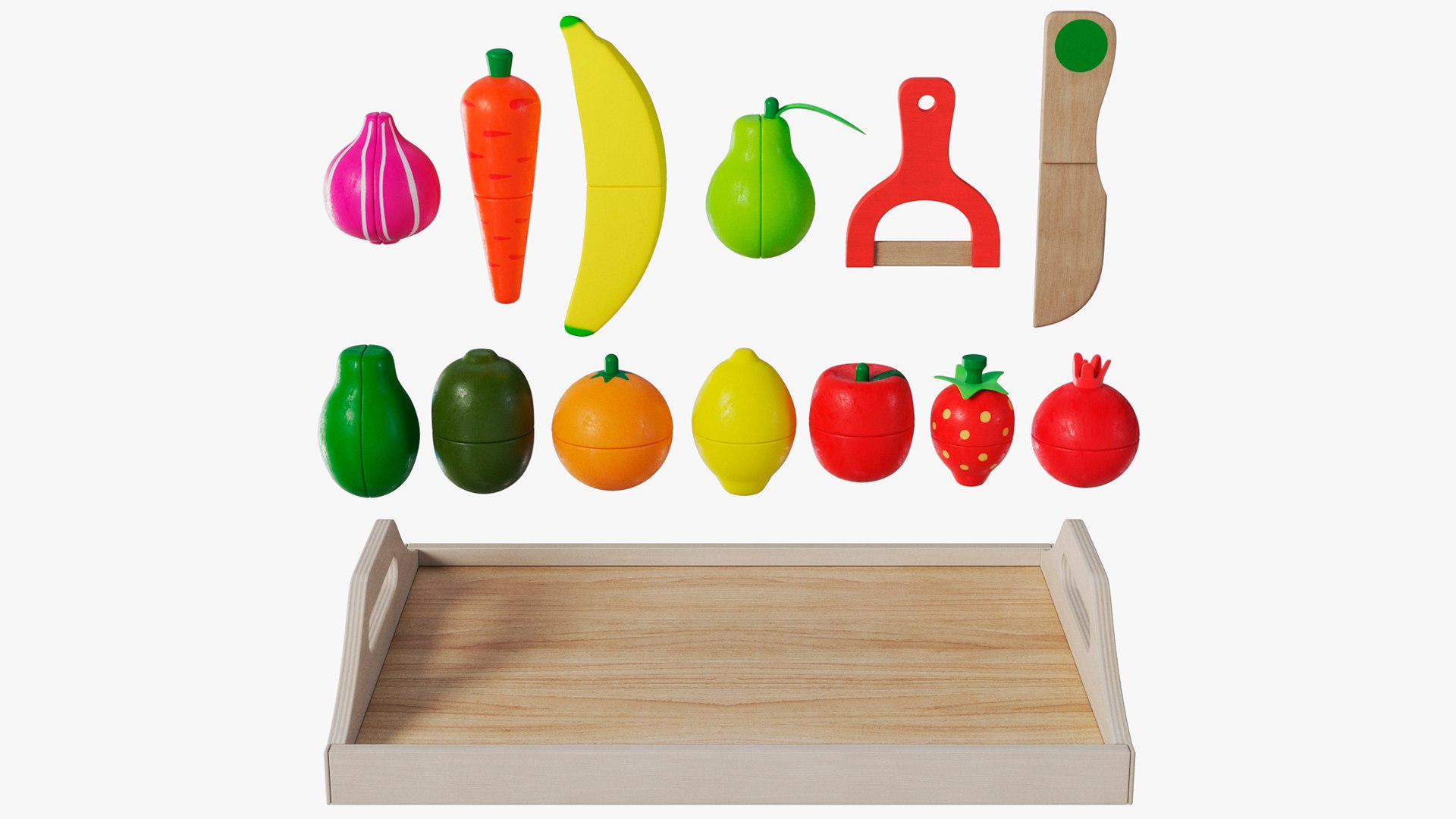 3D Model Wooden Toys Fruits And Vegetables TurboSquid 1974941