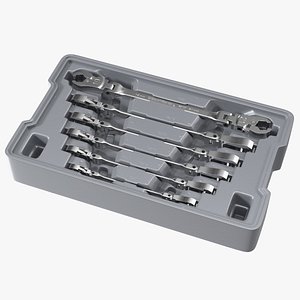 3D model Ratcheting Flex Flare Nut Wrench Set