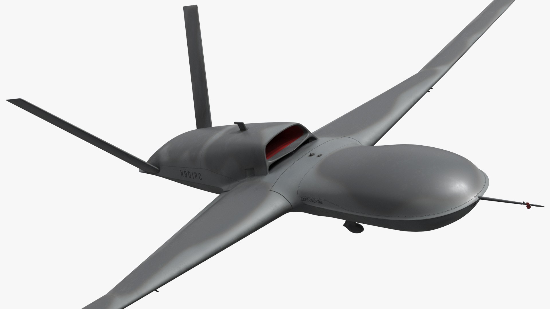 MQ20 Avenger Jet Powered Military Drone Gray Rigged for Cinema 4D 3D model preview
