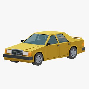 Stylized Cartoon Euro Sedan Car Low poly 3D