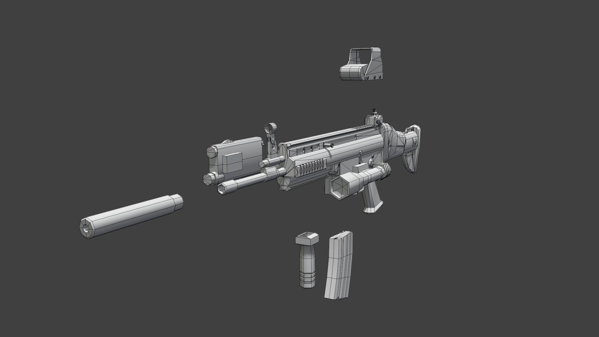 Scar-l Rifle Gun 3d Model