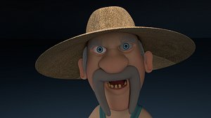 3D model cartoon redneck rigged