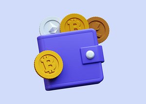 Bitcoin Wallet 3D Illustration 3D model