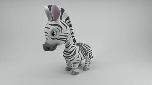 rigged cartoon zebra 3D