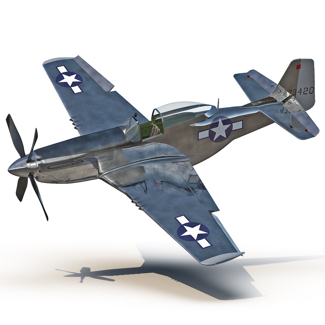 Aircraft North American P-51 Rigged 3D model preview