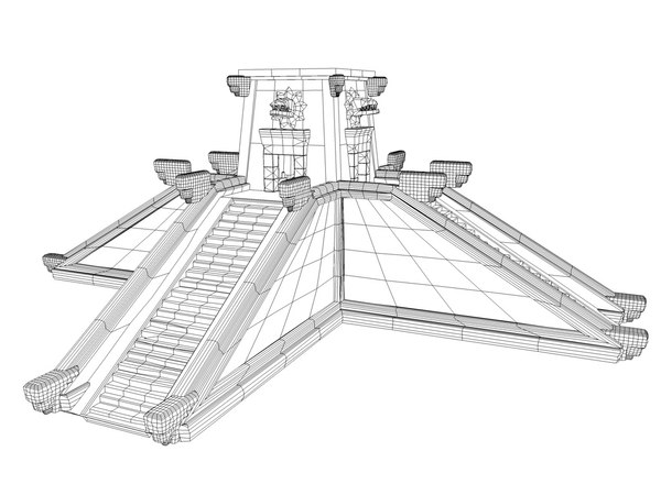 3d aztec temple stairs model
