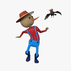 Low Poly Rigged Animated Scarecrow