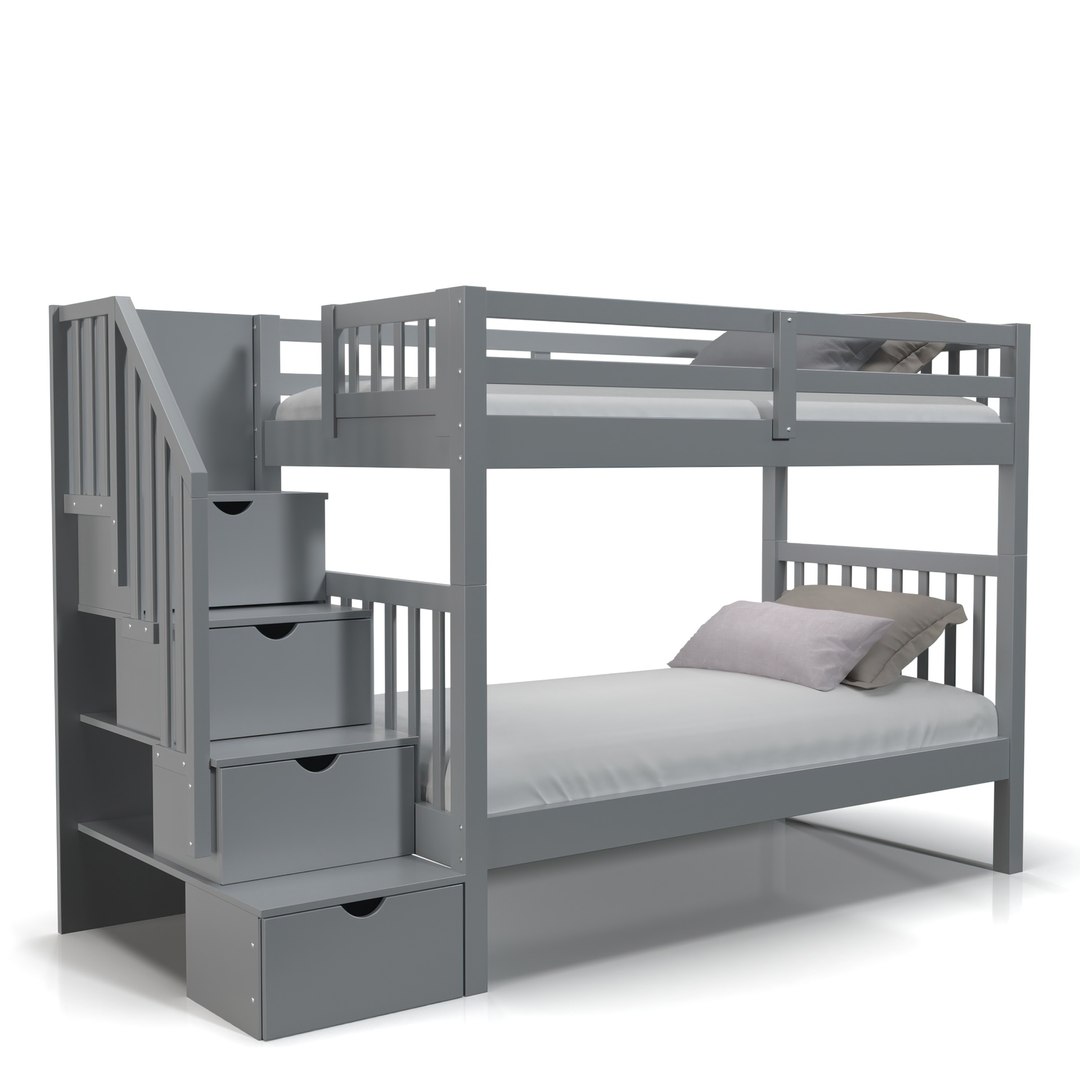 3D Model Keystone Twin Stairway Bunk Bed PBR TurboSquid 2213619