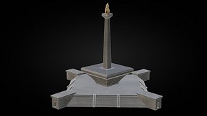 3D Low Poly Monas Monument -Indonesia