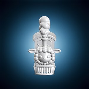 3D Chibi Sheep Steam Train 3D Print Model