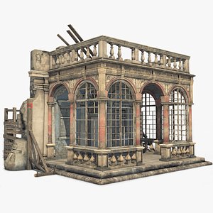 3D model ruined medieval castle