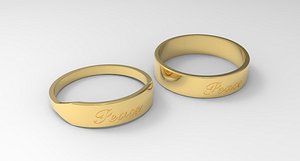 3D Peace Ring Couple Gold