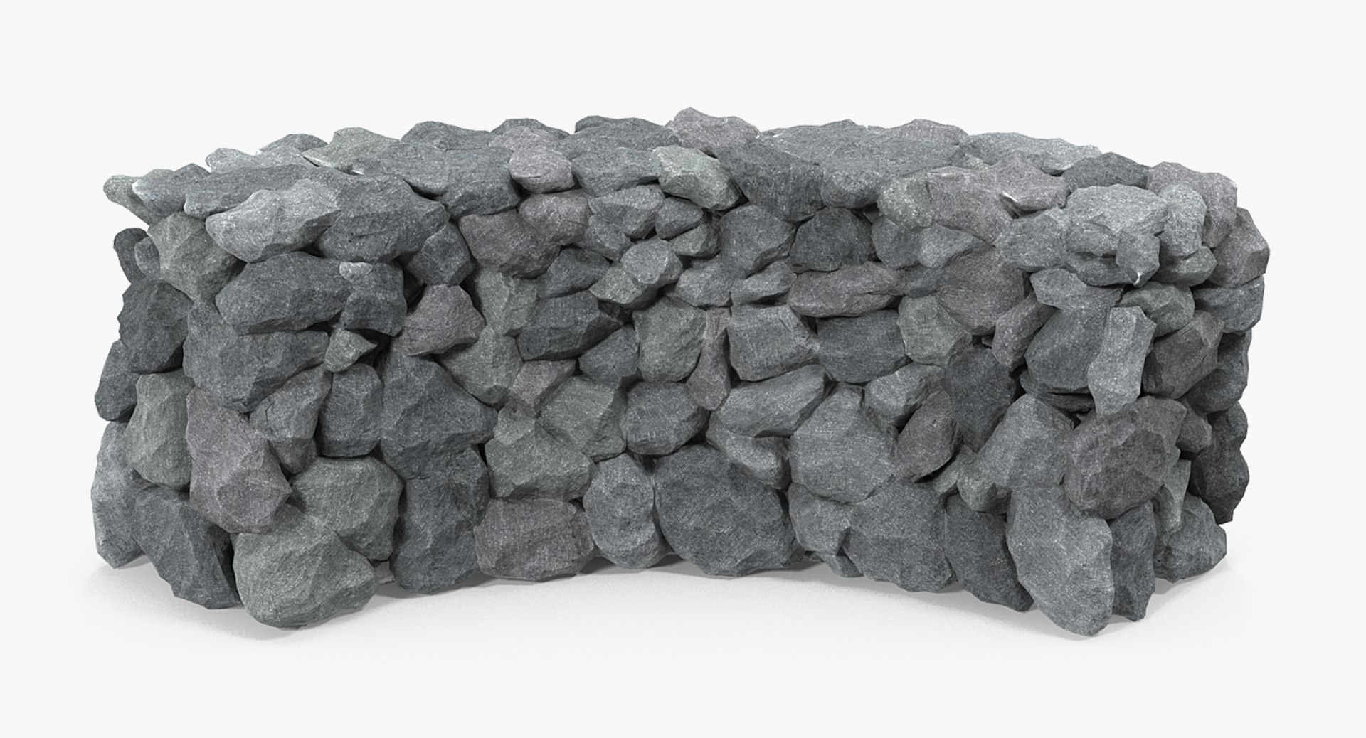 Bend Grey Stone Wall 3D model preview