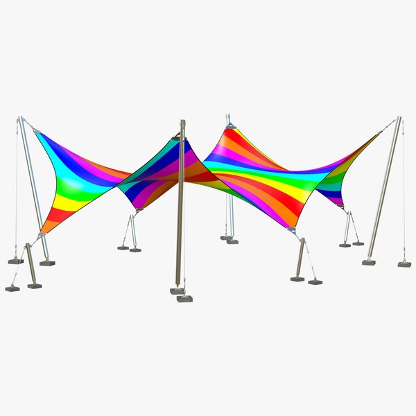 3D Tensile Structures Architecture Colorful
